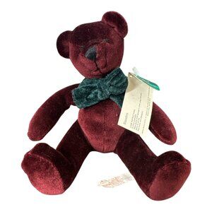 Vintage Russ Berrie "Razzles" Burgundy Bear - A Royal Winterfest 6" Plush w/ Tag